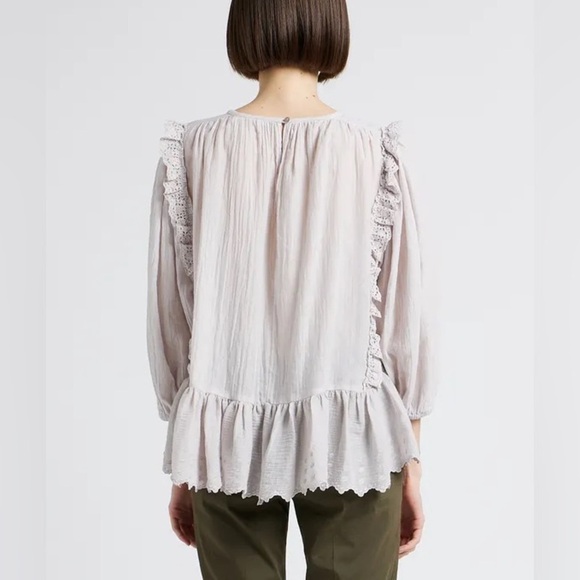 Masscob CATARINA - White Loose-fit cotton blouse with round neck Small - Picture 3 of 16